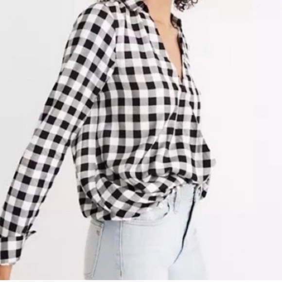 Madewell Tops - Madewell Women’s Black White Buffalo Check Plaid Long Sleeve Shirt Size Medium